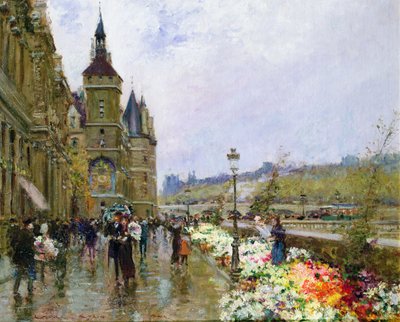 Flower Sellers by the Seine by Georges Stein